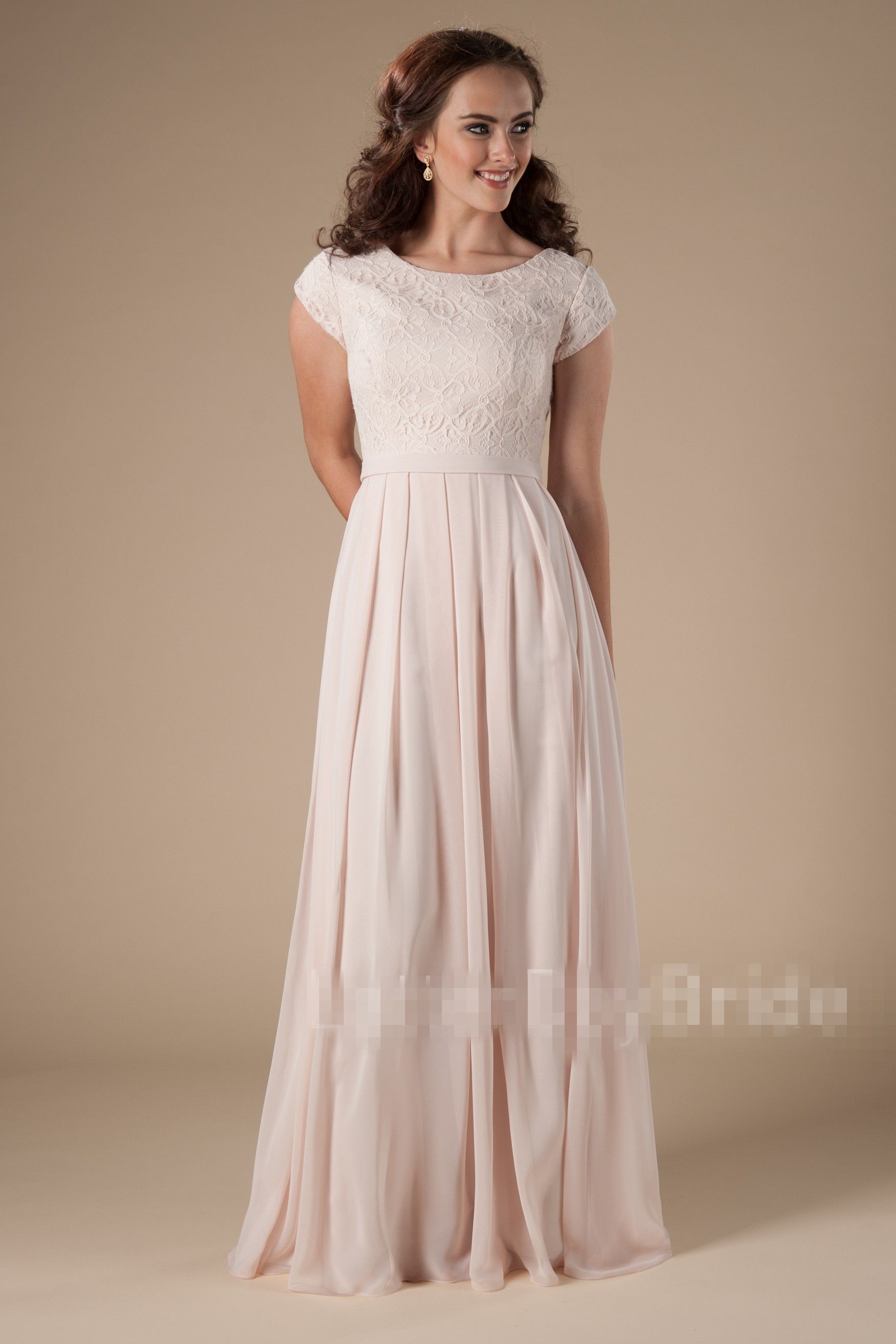 blush pink modest dress