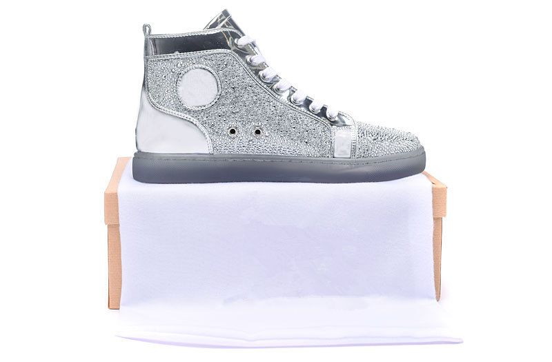 Silver red bottom sneakers Clearance