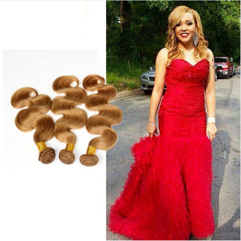 Promotion Honey Blonde Malaysian Wavy Hair Weave Bundles Pure
