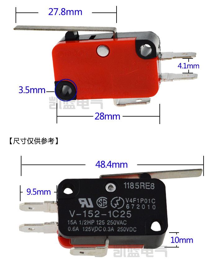 V-156-1C25 Micro Finecorsa Interruttore Fine Corsa a Leva 15a 125v-250v V-156-1C25 Micro Finecorsa Interruttore Fine Corsa a Leva 15a 125v-250v