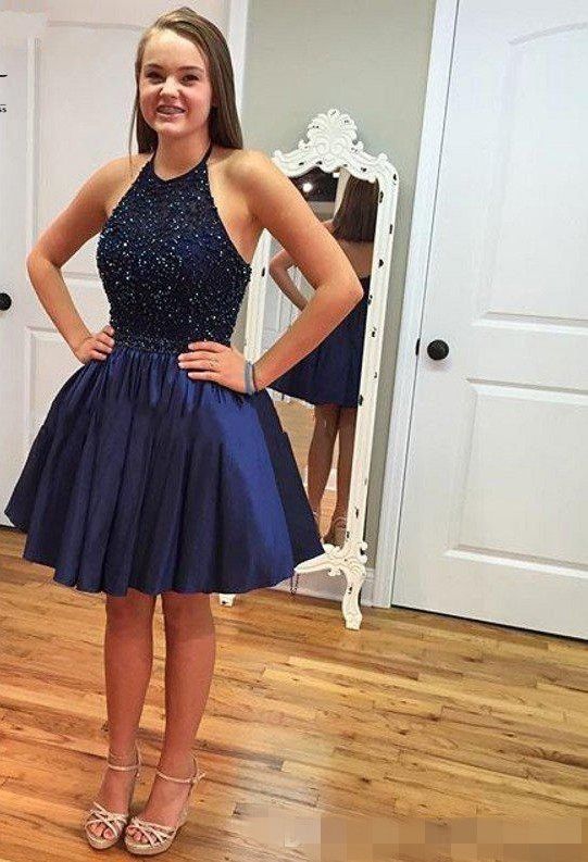 Navy Blue Short Homecoming Dresses 2017 