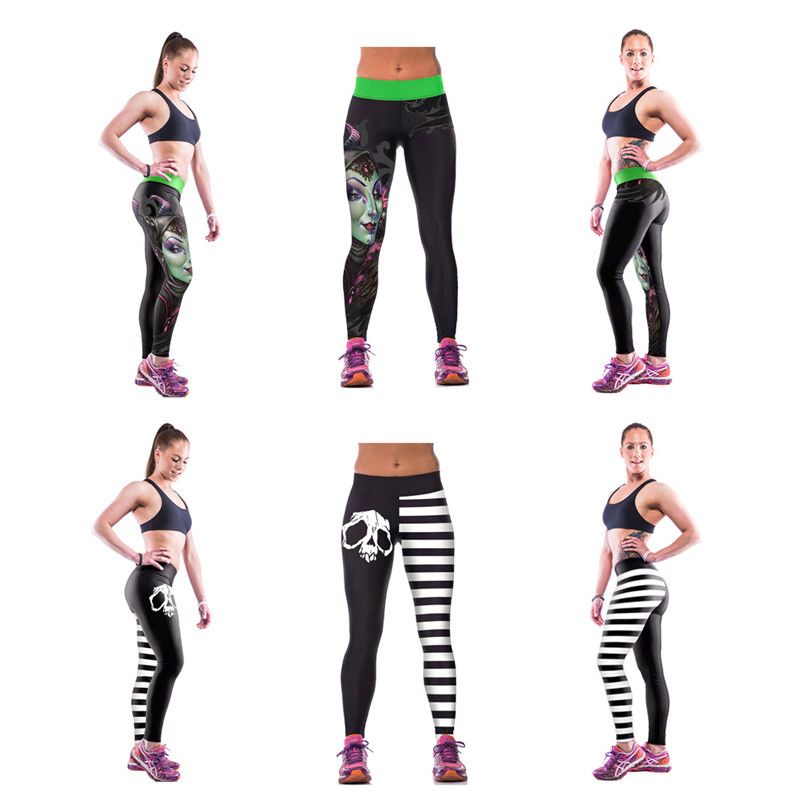 Women Yoga Pants Fitness Leggings Running Gym Workout Sports Trousers Stripe UK