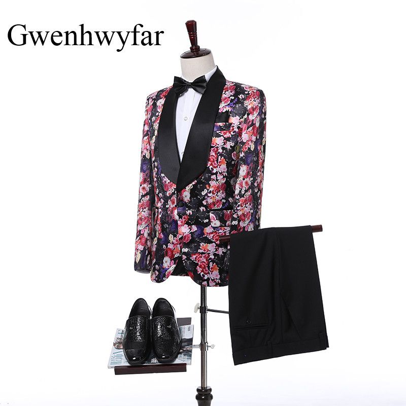 Acquistare Splendido Modello A Fiori Uomo Abiti Personalizzati Scialle Nero  Bavero Sposo Smoking Nozze Miglior Uomo Giacca 2 Pezzi Set Giacca +  Pantaloni + Cravatta Economico | Consegna Veloce E Qualità | DHgate Italy