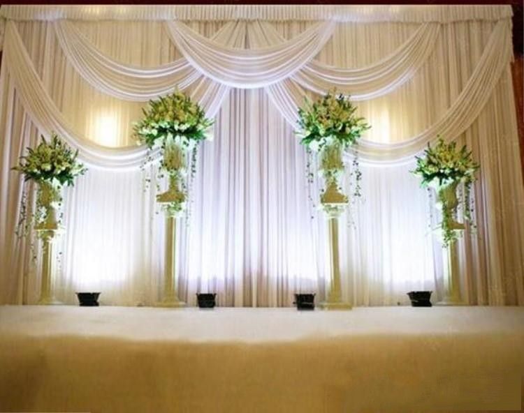 New 3*6m Wedding Party Stage Celebration Background Satin Curtain Drape  Pillar Ceiling Backdrop Marriage decoration Veil