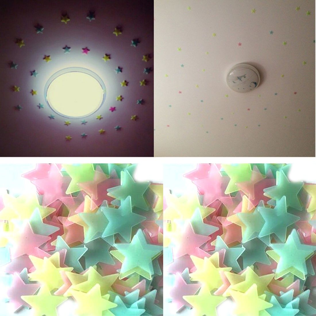 100pcs Luminous Star Stickers Art Decals Wall Door Window Home Decor Accessories 