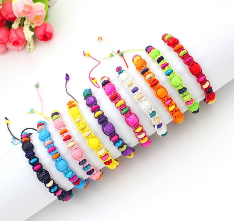 Friendship Bracelet Handmade Flower Beads Woven Rope String Hippy Boho