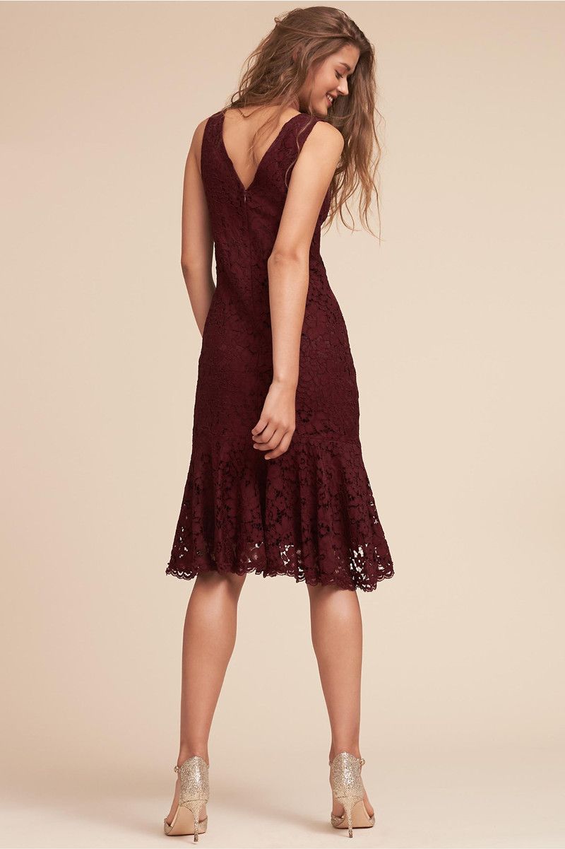 burgundy lace cocktail dress