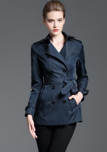 grey short trench coat