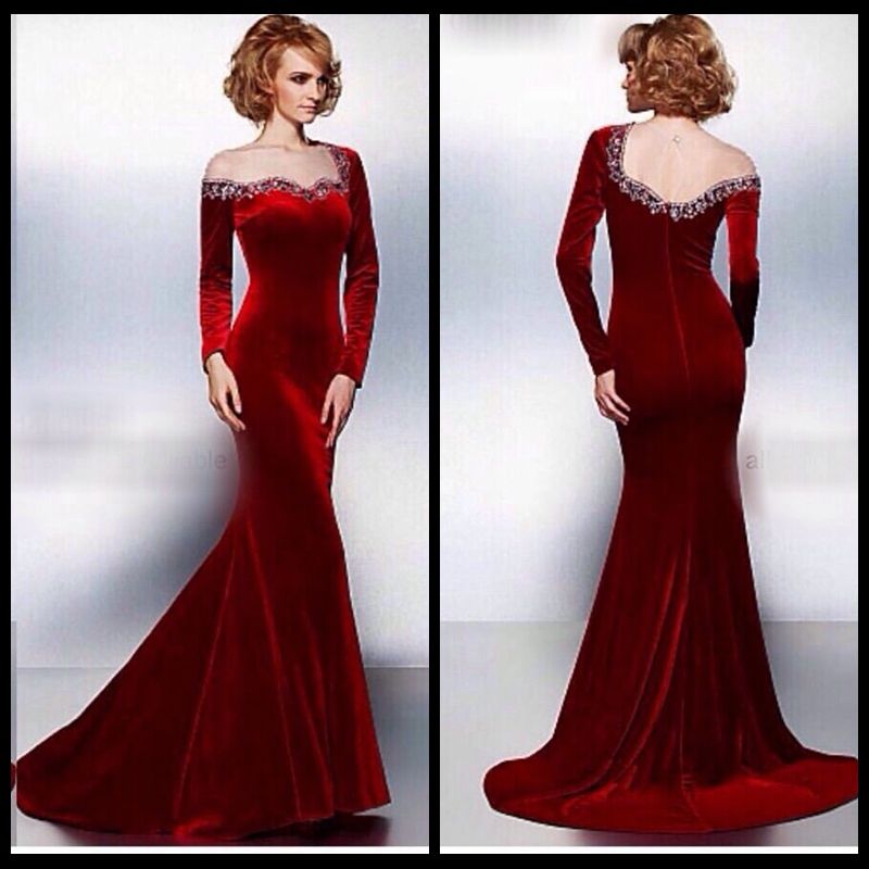 Red velvet gowns designs Clearance