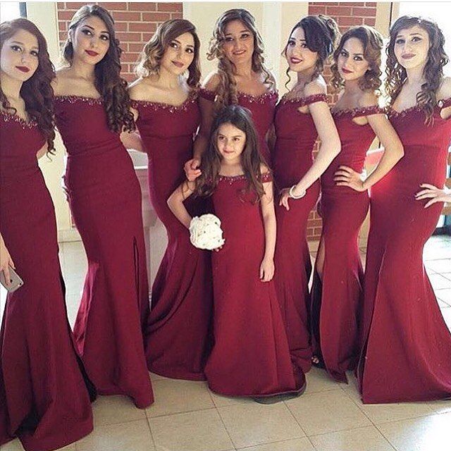 satin red bridesmaid dresses