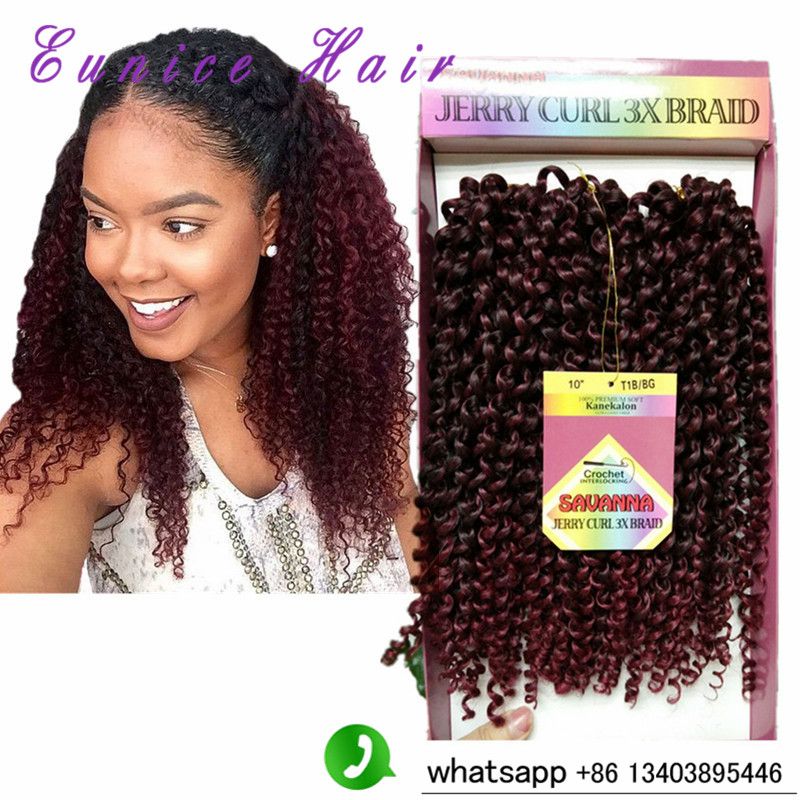 Cheap Price Synthetic Kinky Twist Braiding Hair 10inch Ombre T1b
