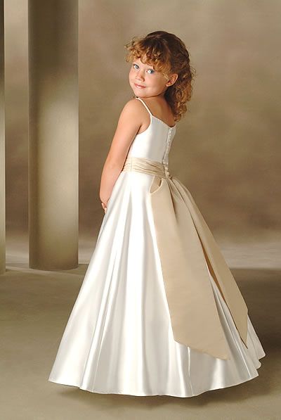 ivory satin flower girl dresses