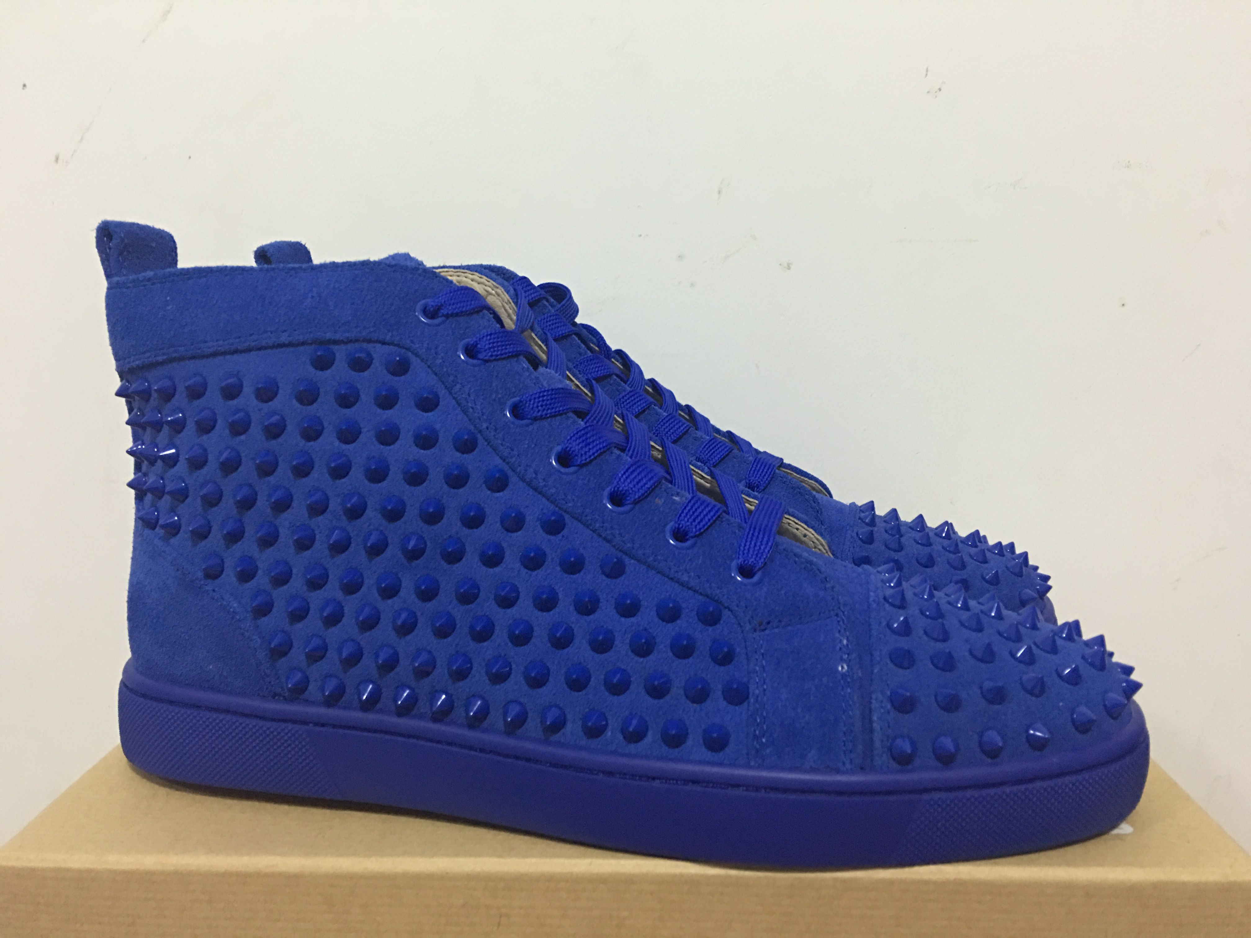 blue red bottom sneakers