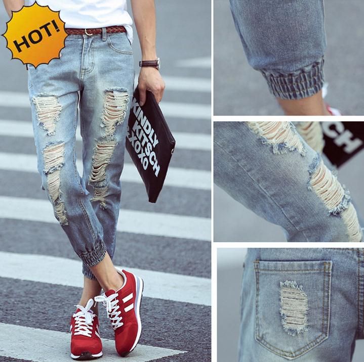 2020 Fashion Summer Hole Ripped Distressed Jeans Teenagers CowBoys ...