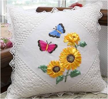 2019 3d Sunflowers Ribbon Cross Stitch Diy Pillow Case For Women