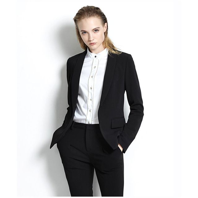 Compre Negro Para Mujer Trajes De Negocios Diseños De Uniformes De Oficina  Mujer Pantalón Traje Slim Fit Formal Trajes De Pantalón Para Bodas Smoking  Personalizado A 66,01 € Del Skydress2012 | DHgate.Com