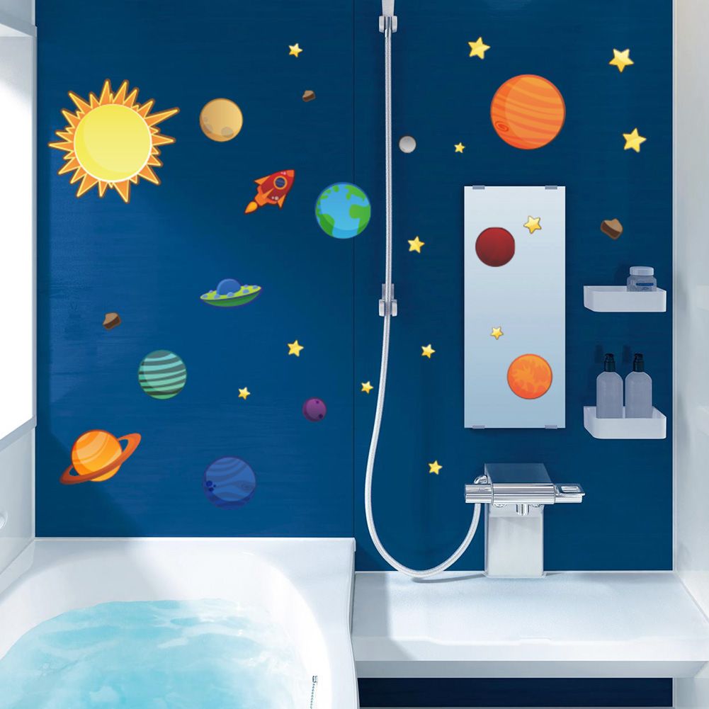 Universe Wall Stickers For Kids Room Nursery Adesivos De Parede Pvc Posters Outer Space Planets Wall Art Space Decals Kids Vinyl Wall Art Kids Wall