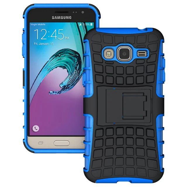 Para Samsung Funda Cool Rugged Combo Hybrid Armor Bracket Funda protectora Funda protectora para Samsung Galaxy J3 (2016) J320 J320F