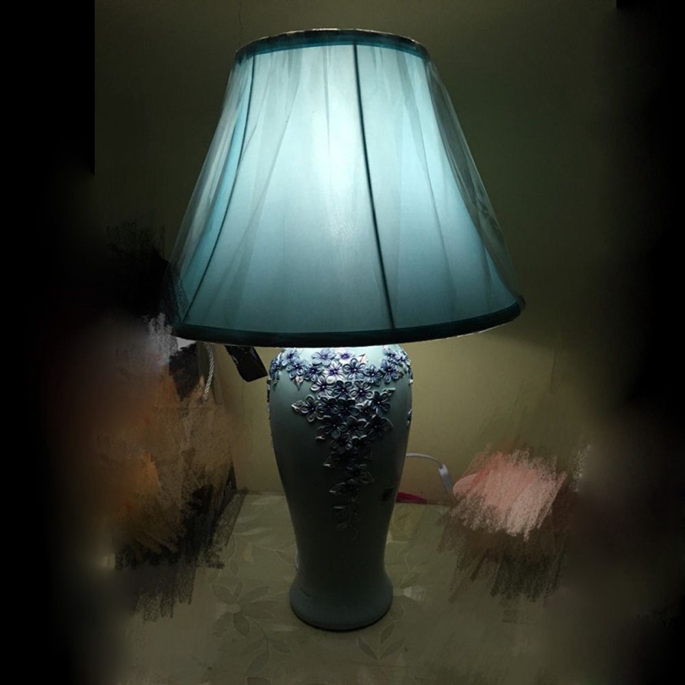 2021 Oovov Pastoral Flowers Bedroom Table Lamp European Resin Fabric Living Room Princess Room Desk Lamps Blue From Oovov 119 6 Dhgate Com