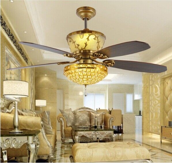2019 Remote Control Ceiling Fans 52inch Luxury Decoration Restaurant Living Room Hall Fan Light Crystal Led Fan Ceiling Light From Kikizhao 370 58