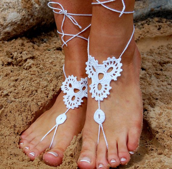35 STYLE Knitting Wool Flower Anklets DIY Beach Barefoot Sandals 2016 ...