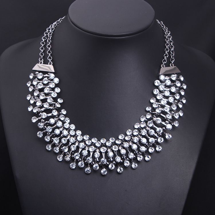 La moda grandes marcas Cadenas daño Gargantilla de Plata Rhinestones las mujeres cristalinas de