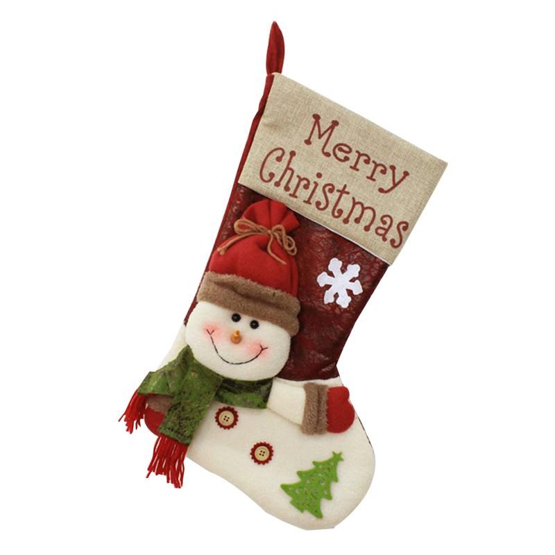 Calcetín de Navidad Personalizado 47*31cm Bolsa de Calcetín para Niños Calcetín Grande 3 Piezas de Medias de Navidad Decoraciones para Fiestas de Navidad Regalo 