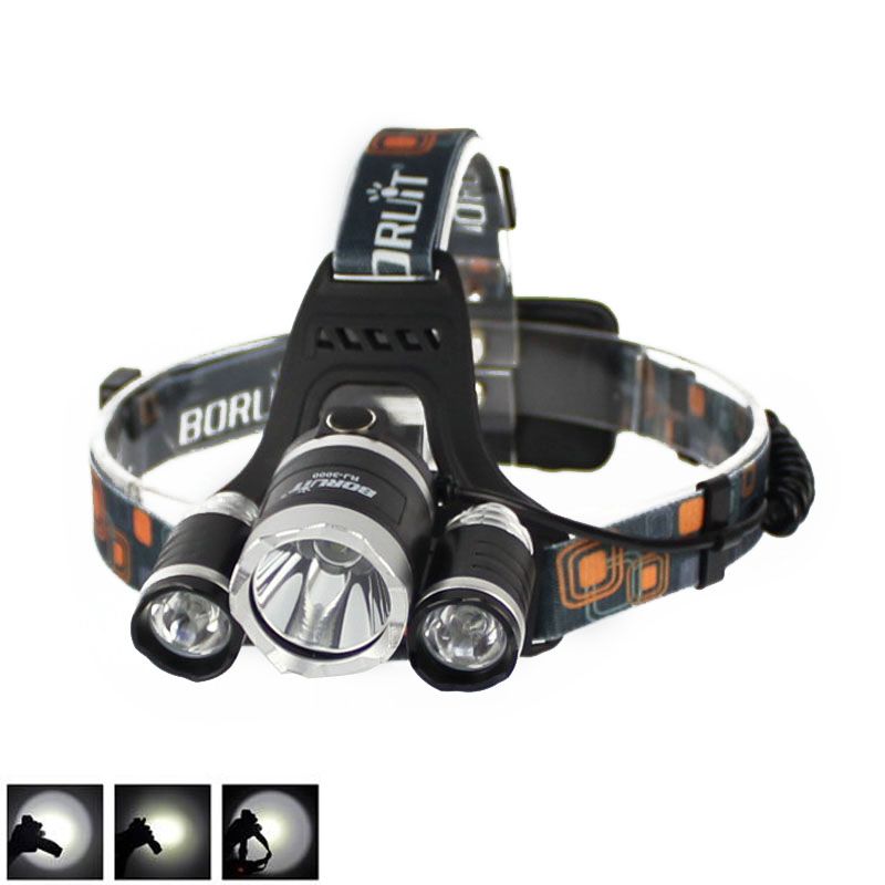 Boruit 6000lm 3x Cree Xm L T6 Led Headlight Headlamp Rj 3000 Head
