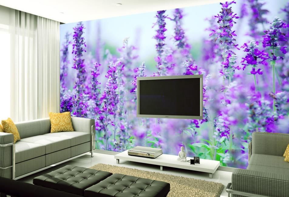 customized wallpaper for walls Lavender flower sea modern minimalist TV  backdrop wall photo wallpaper for walls