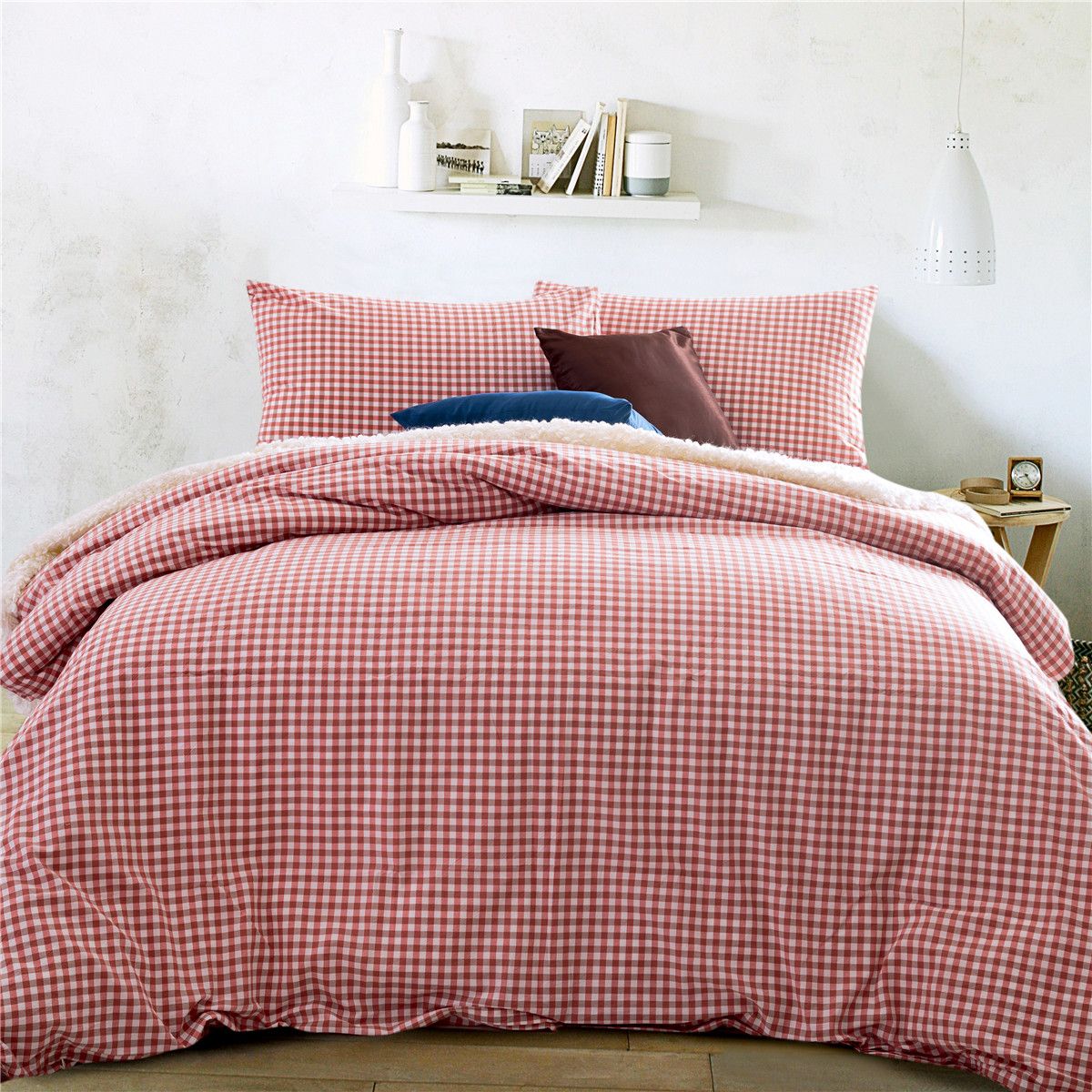 Home Textile 100 High Quality Cotton Knitting Gingham Consort Red