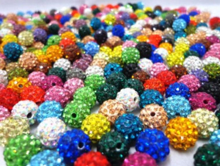 200pcs//lot 10mm mixed micro pave disco crystal shamballa beads bracelet spacer