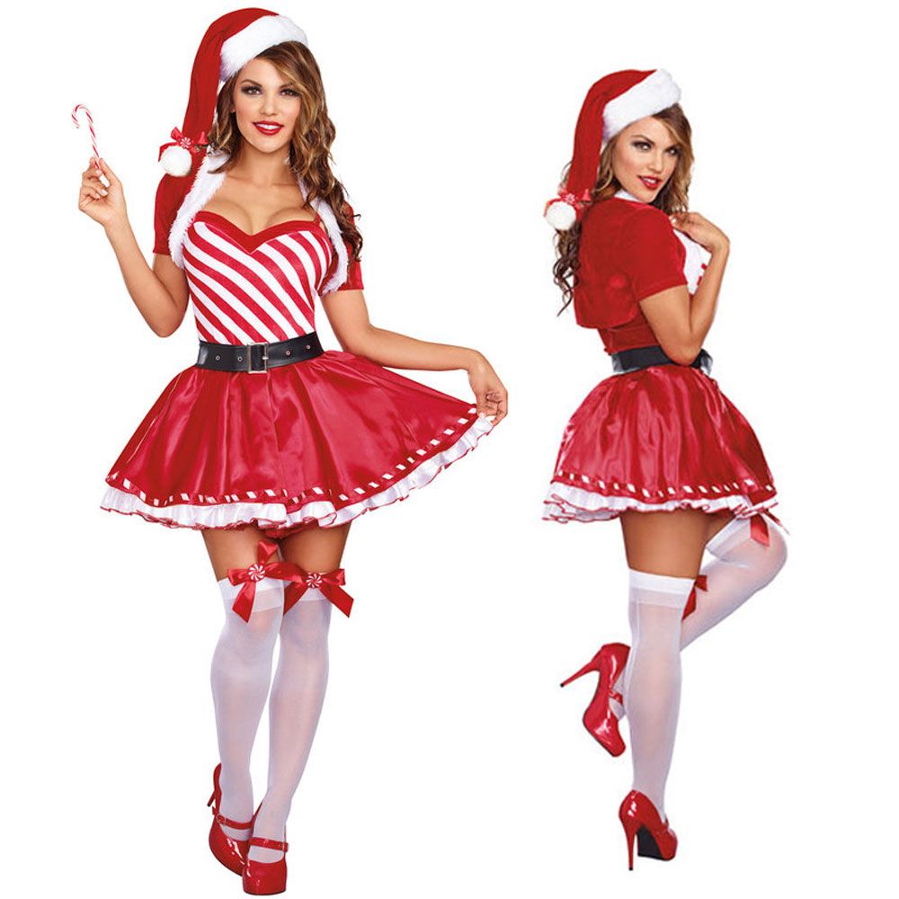 Miss Santa Claus Disfraz para Mujer Señora Papá Noel Navidad Vestido de fantasía Traje