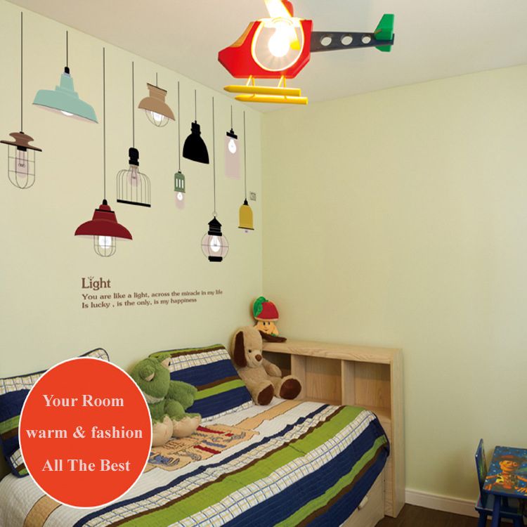 Characteristic Light Wall Stickers Fashion Home Decor Wall Sticker Living Room Bedroom Setting Wall Droplight Stickers Pendant Lamp Sticker Decal