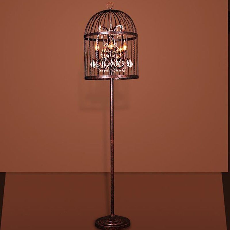 2019 American Style Rural Rh Iron Retro Birdcage Crystal Floor Lamp Hotel Bedroom Villa Creative Study Lights From Bingo Market 80 4 Dhgate Com