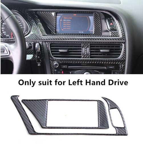 KSTE Interior Carbono Cubiertas del Marco Marco Interior GPS Navigator Panel de Fibra de Carbono de Coches Ajuste de la Cubierta for A-u-d-i A4 A5 B8 S4 S5