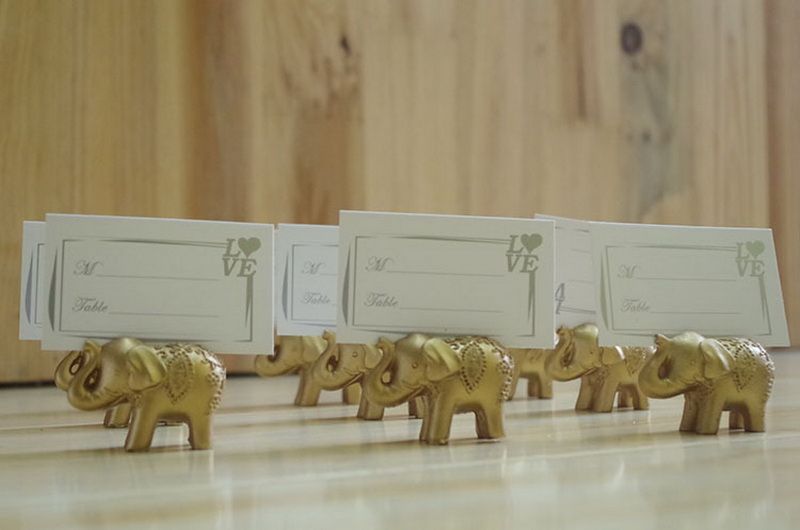 Gold Lucky Elephant Place Card Holder Holders Name Number Table Place