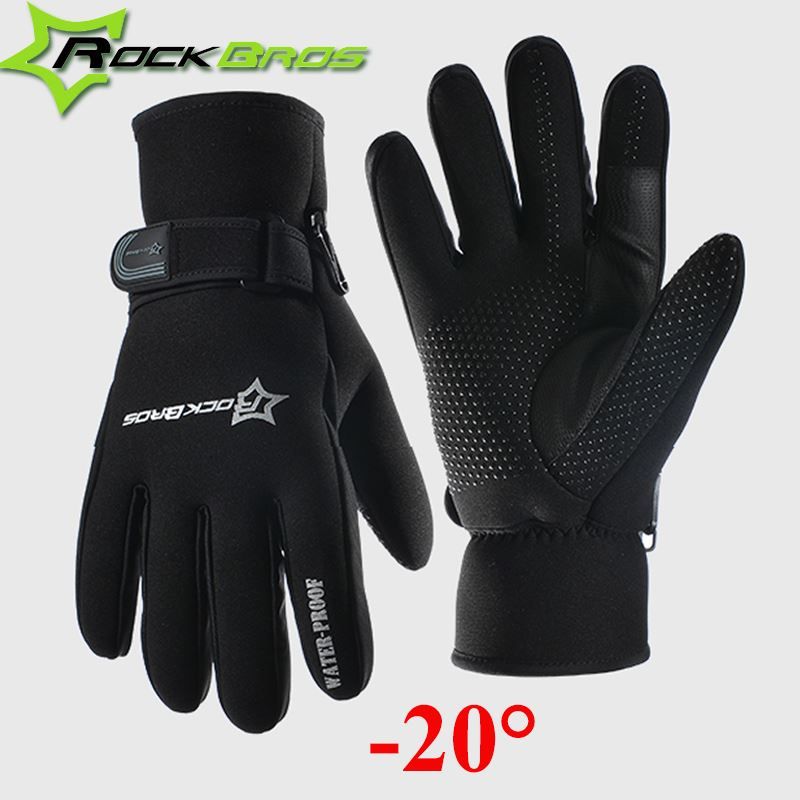 Rockbros Bike Full Finger Gloves Ghost Claw Velvet Winter Gloves Black Red M