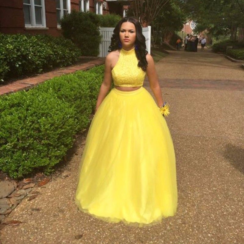two piece yellow outfit