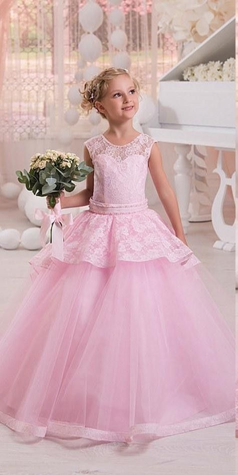pink princess flower girl