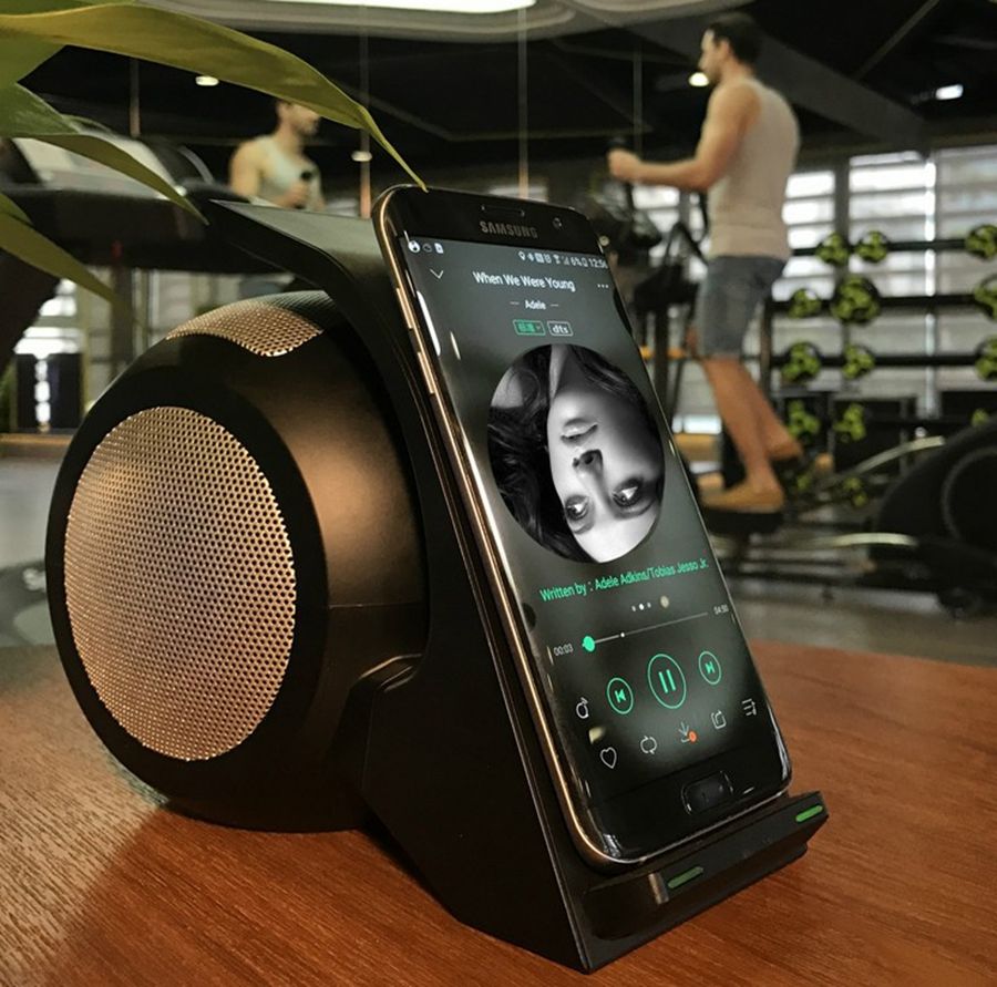 Cargador inalámbrico cargadores rápidos altavoz titular teléfono NFC Subwoofer para samsung galaxy s8 s8