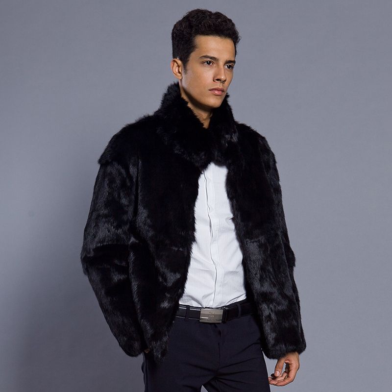 black fuzzy jacket mens