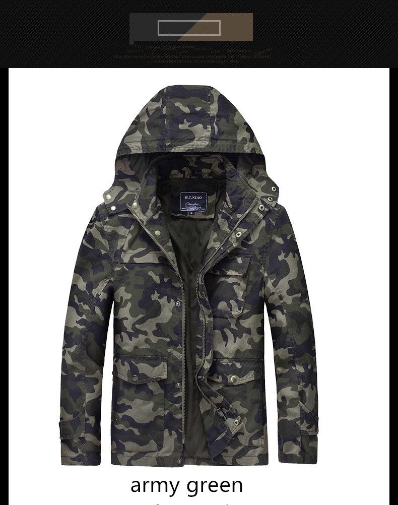 Cotton Blend Military Camo Mens Slim Casual Shirts Jeakets Long Sleeve Coats