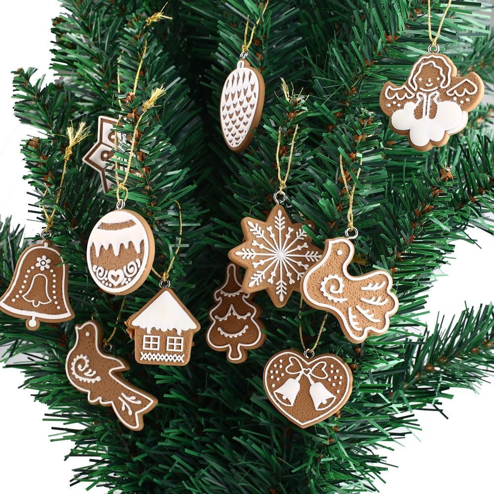 11Pcs Polymer Clay Christmas Tree Snowflake Bell Hanging Pendant DIY Ornament#