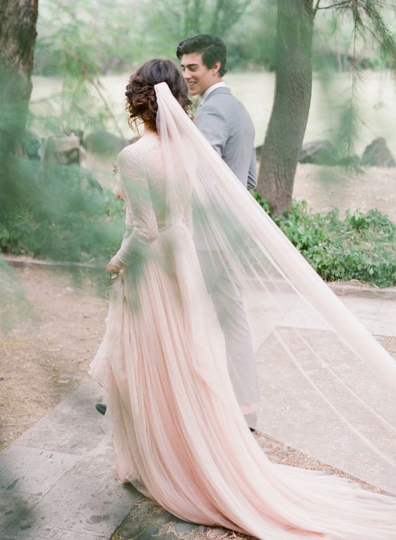 pink wedding veil