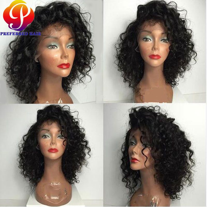 Side Part Brazilian Kinky Curly Density Full Lace Human Hair Wigs