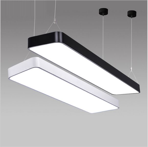 Rectangle Led Pendant Light Aluminum Hanging Lighting Fixture Suspended For Office Study Room Black Silver White Ac85 265v - Rectangle Pendant Lighting Rectangle Led Pendant Light Aluminum Hanging Lighting Fixture Suspended For Office Study Room Black Silver White Ac85 265v - Rectangle Pendant Lighting