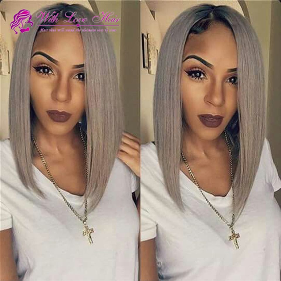 Grade 8a Short Straight Ombre Grey Full Lace Wig With Baby Hair Dark Roots Ombre Lace Front Bob Wigs For Black Women Nz 2019 From Withlovehair Nz