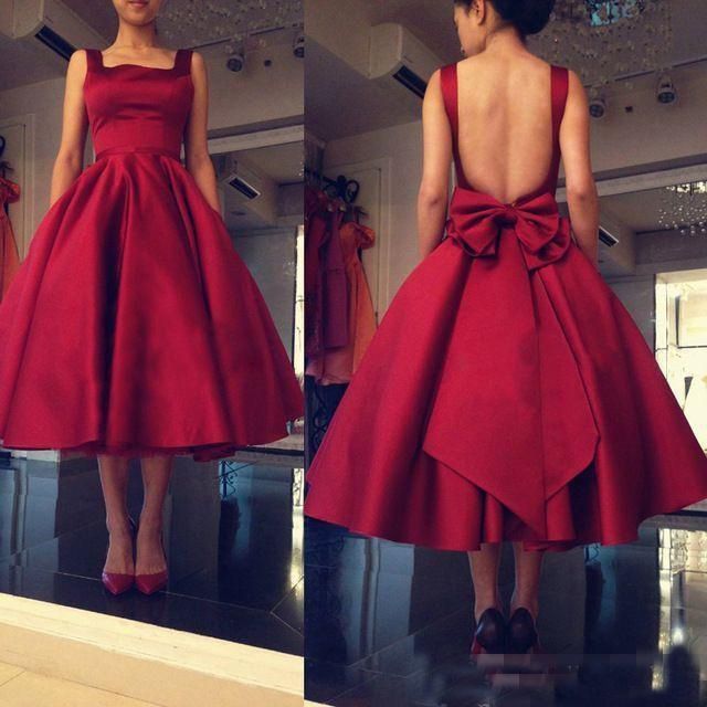 deep red cocktail dress