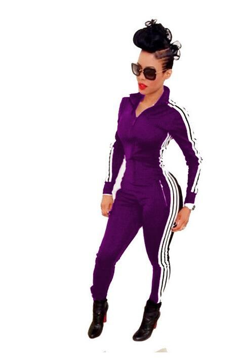 Compra Venta Caliente Mujer Joggers Vendaje Mono Chándal Negro Tres Lados  De Rayas Blancas Cremallera Frontal Moda Mujeres Bodycon Monos Barato |  Entrega Rápida Y Calidad | Es.Dhgate