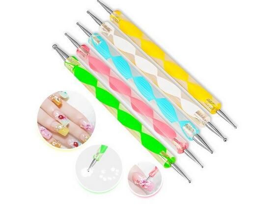 Penna Per Unghie 5Pcs Set Punta Penna Forniture Doppio Punta Punte Da Trapano Penna Con Penna A Spirale